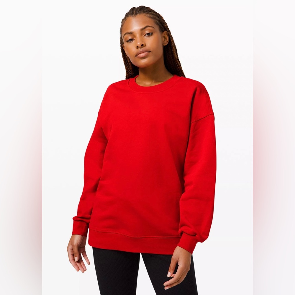 Lululemon Red Perfectly Oversized Crew